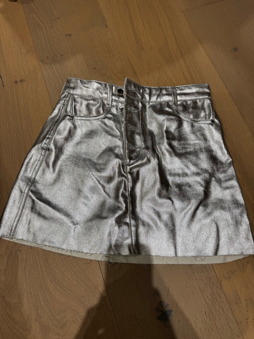 Zara Metallic Silver Mini Skirt